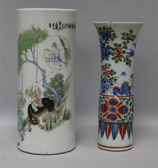 A 19th century Chinese vase and a Republic vase, height 28cm
